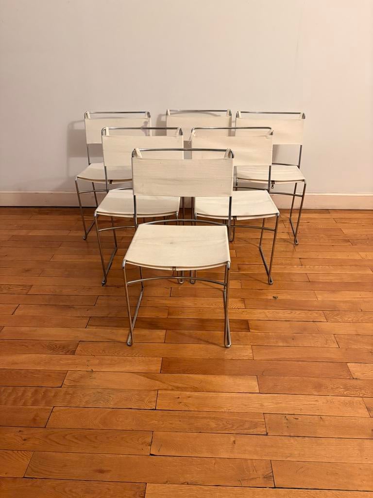 Lot de chaises design empilables acier chromé et tissu, Antiquités & Art, Enlèvement