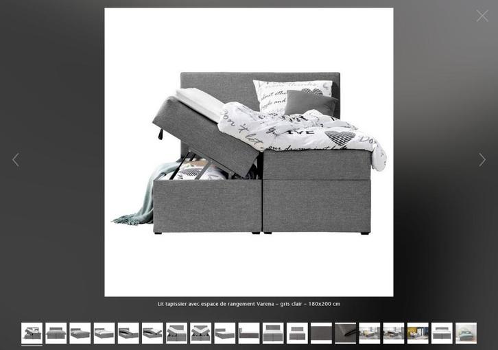 LIT TAPISSIER ( BOXSPRING )180 x 200 CM NEUF, Maison & Meubles, Chambre à coucher | Lits boxsprings, 90 cm, 200 cm, Gris, Enlèvement
