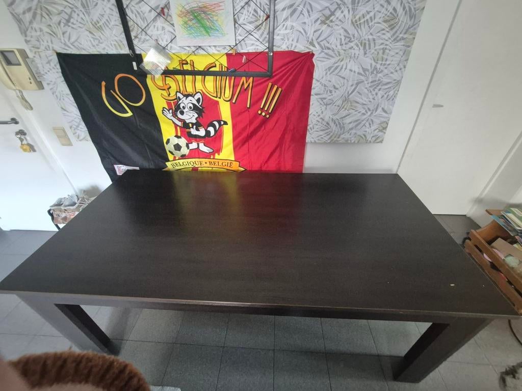 Houten zwarte eettafel voor 6 personen – goede staat, Huis en Inrichting, Ophalen