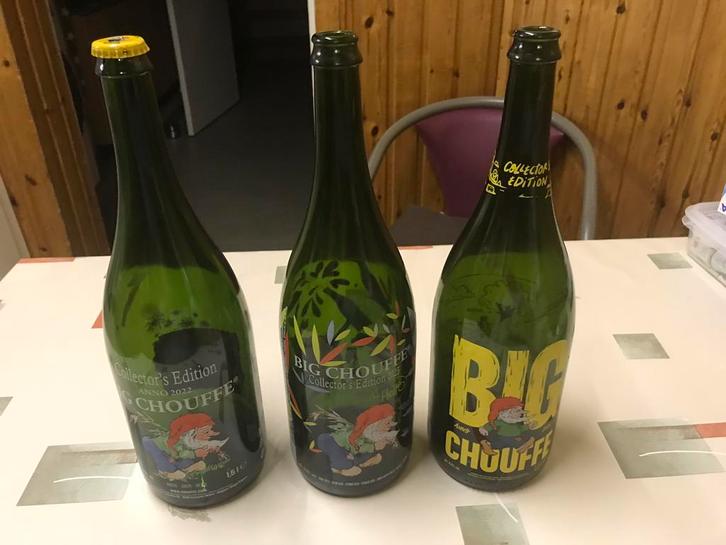 Bouteilles à chouffe, 3 pour 20€, Collections, Marques de bière, Utilisé, Autres types, Enlèvement ou Envoi