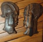 Décoration murale en bois – couple de visages africains scul