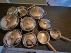 Kookpottenset 9-delig inox, Huis en Inrichting, Keuken | Potten en Pannen, Ophalen, Inox, Gebruikt, Keramische plaat