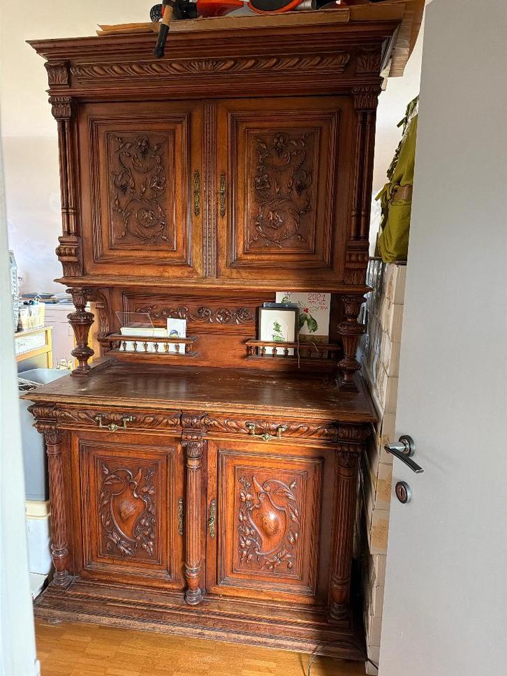 Notelaren kast in 2 delen, Antiek en Kunst, Curiosa en Brocante, Ophalen