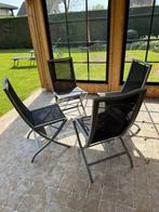 4 aluminium tuinstoelen met gratis tafel (zonder blad), Tuin en Terras, Ophalen, Aluminium