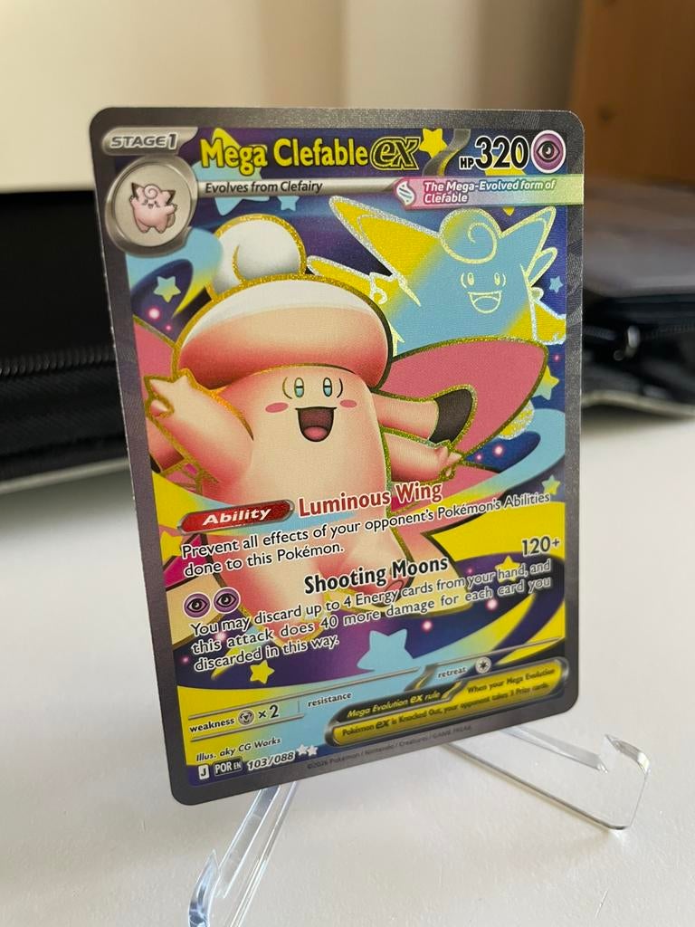 Mega Clefable EX (POR 103) - NM, Hobby en Vrije tijd, Ophalen of Verzenden, Zo goed als nieuw, Losse kaart, Foil