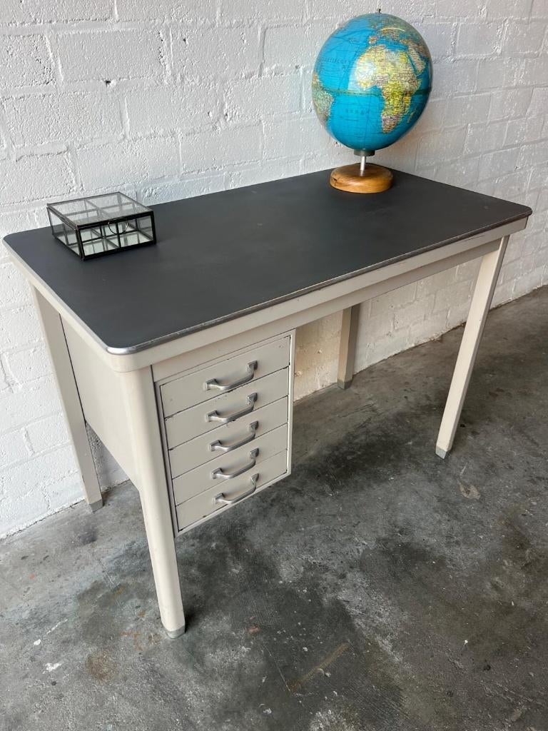 Vintage metalen bureautje GISPEN met 5 lades, Huis en Inrichting, Ophalen of Verzenden, Gebruikt