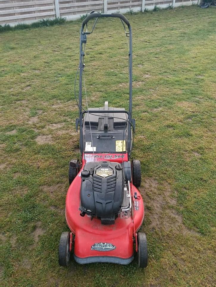 rover maaibreete 58 cm zelfrekker / opvanbak + Mulchen stuk, Tuin en Terras, Grasmaaiers, Gebruikt, Benzine-grasmaaier, 50 cm of meer