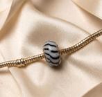 Murano Bedel voor bedelarmband grijs met zwarte strepen, Handtassen en Accessoires, Bedels, Overige merken, Verzenden, Nieuw, 1 bedel