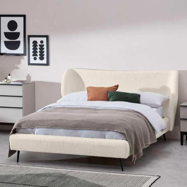 Lit 180x200 Balmore NEUF, Maison & Meubles, Chambre à coucher | Lits, Neuf, Deux personnes, 180 cm, 200 cm, Tissu, Blanc, Enlèvement