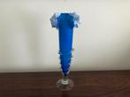 Kobalt blauwe glazen vaas mooie details 30 cm h, Enlèvement ou Envoi
