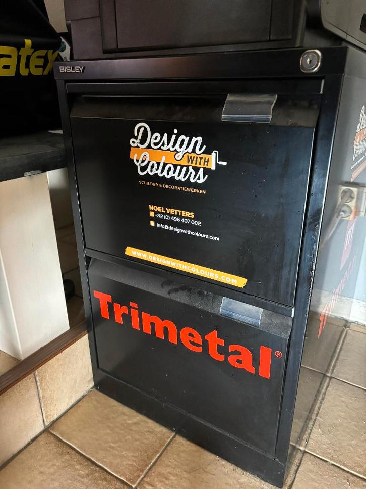 Bisley Stalen Archiefkast 2 Lades 470 x 622 x 711 mm Zwart, Huis en Inrichting, Kasten | Roldeurkasten en Archiefkasten, Zo goed als nieuw