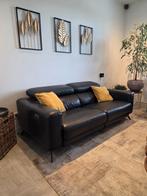 Zwarte, lederen salon, met relax. Kwaliteit,, Huis en Inrichting, Ophalen, Zo goed als nieuw