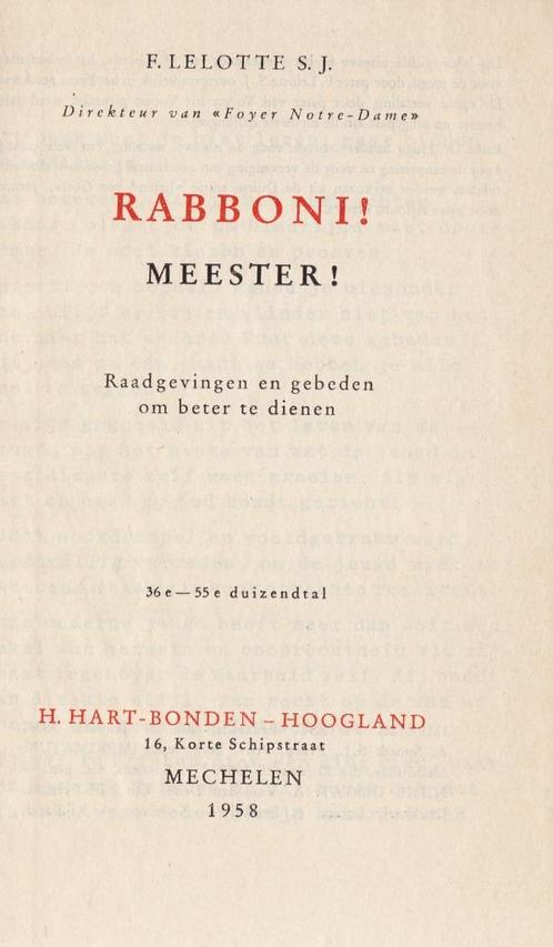 Rabboni! Meester! 1958, Boeken, Godsdienst en Theologie, Gelezen, Ophalen of Verzenden