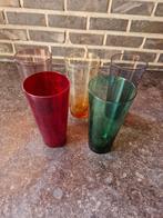 Vintage gekleurde Waterglazen 5st, Verzamelen, Glas en Drinkglazen, Ophalen of Verzenden, Gebruikt