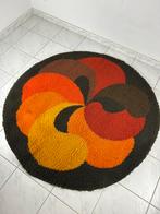 Vintage rond pop art space age tapijt, Huis en Inrichting, Stoffering | Tapijten en Vloerkleden, Gebruikt, Rond, Ophalen of Verzenden