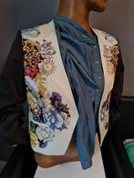 Gebloemde blazer blauw met beige Maat M, Ophalen of Verzenden, Zo goed als nieuw, Maat 38/40 (M), Blauw