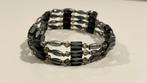 Magnetische zwart-grijze halsketting / armband, Handtassen en Accessoires, Kettingen, Kunststof, Verstelbaar, Zwart, Nieuw