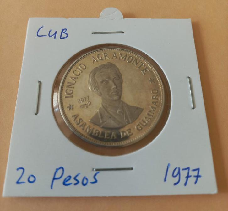Cuba 20 Pesos 1977 - Ignacio Agramonte - ZILVER SPOTPRIJS, Postzegels en Munten, Munten | Amerika, Losse munt, Midden-Amerika