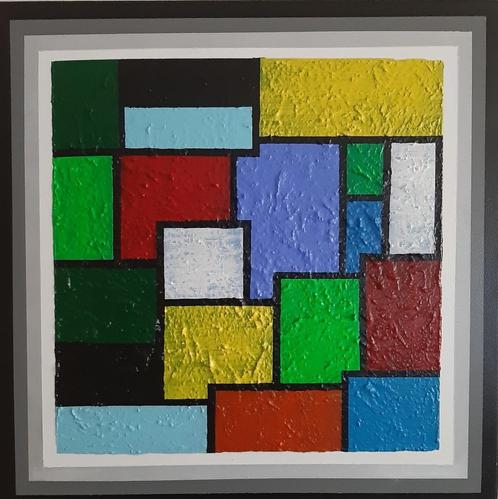 Schilderij: "Color areas". 70 / 70 / 4 cm., Antiquités & Art, Art | Peinture | Moderne, Enlèvement ou Envoi