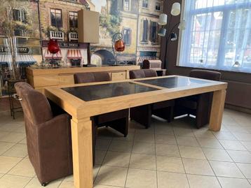 Rechthoekige tafellamp van massief eikenhout met marmerinleg beschikbaar voor biedingen