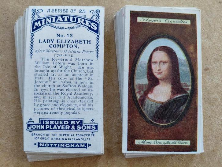 Miniatures complete set 25 chromos 1923 John Player, Verzamelen, Foto's en Prenten, Prent, Overige onderwerpen, Voor 1940, Ophalen of Verzenden