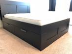 Zwart Bed (kingsize, 180x200), Huis en Inrichting, Slaapkamer | Bedden, Ophalen, Zwart, Tweepersoons, Zo goed als nieuw