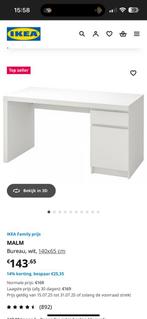 Malm bureau wit 140x65cm, Huis en Inrichting, Bureaus, Ophalen, Zo goed als nieuw, Bureau