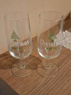 2 Vintage kerstbierglazen / Frik, Verzamelen, Ophalen of Verzenden, Zo goed als nieuw, Bierglas