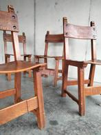 Set van 8 vintage 1950s Brutalist houten design stoelen, Gebruikt, Ophalen