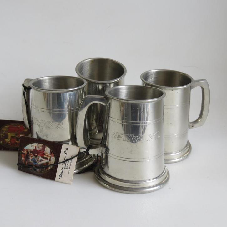 Vintage Mc Ewan's  Pinder Bros Ltd Sheffield tinnen kruik, Verzamelen, Biermerken, Ophalen of Verzenden