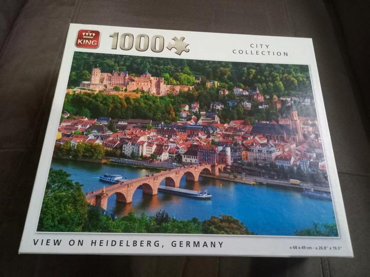 King puzzel 1000 stuks - Uitzicht over Heidelberg, Hobby en Vrije tijd, Denksport en Puzzels, Gebruikt, Legpuzzel, 500 t/m 1500 stukjes