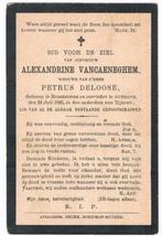 Vancaeneghem Alexandrine. ° Russeignes 1826 † Autrijve 1896, Enlèvement ou Envoi, Image pieuse