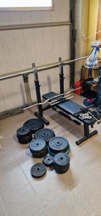 Opvouwbare Bench + 165.5 kg gewichten, Sport en Fitness, Fitnessmaterialen, Gebruikt, Ophalen