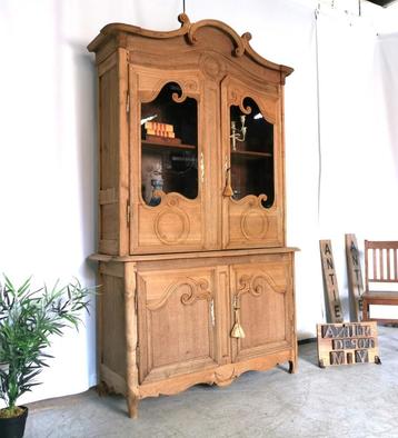 ancienne armoire normande Deux Corps en chêne lixivié H 233