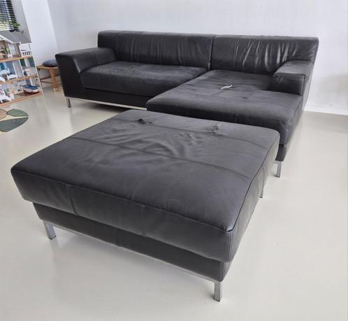 Lederen zetel (driezit), Huis en Inrichting, Zetels | Zetels en Chaises Longues, Gebruikt, Leer, Ophalen