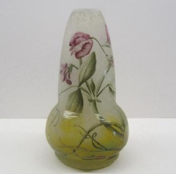 Mini vase Daum Nancy ancien, pois de senteur, vers 1910