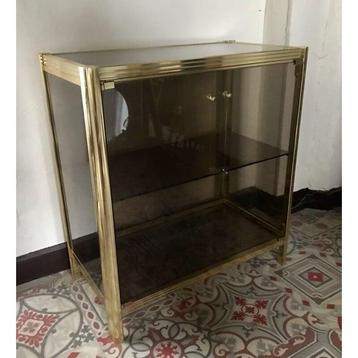 Vintage 2-deurs metalen Vitrinekast 1960, Huis en Inrichting, Ophalen, 50 tot 100 cm, Glas, Minder dan 100 cm