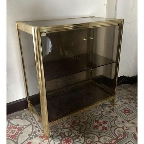 Vintage 2-deurs metalen Vitrinekast 1960, Huis en Inrichting, Kasten | Vitrinekasten, Gebruikt, Minder dan 100 cm, 50 tot 100 cm