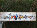 schilderij, metalen frame met reliëf, vogels op een draad, Tuin en Terras, Nieuw, Ophalen of Verzenden