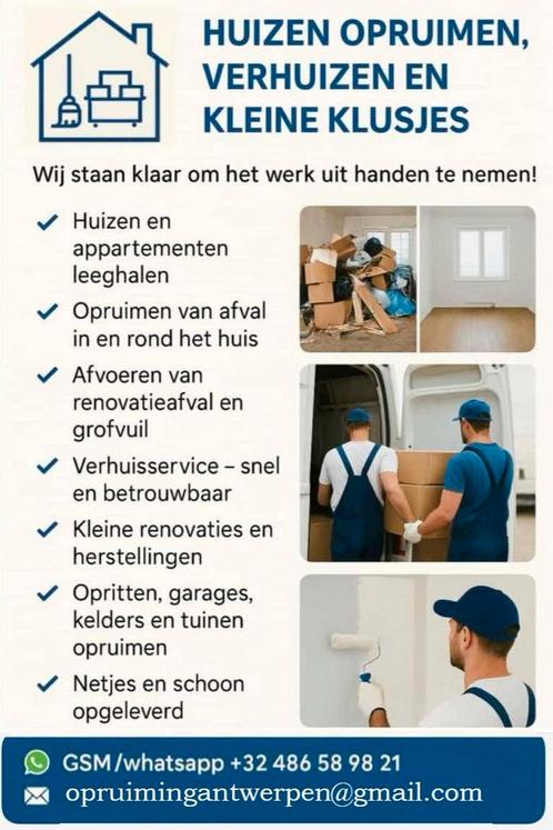Huizen opruimen, verhuizen en kleine klusjes, Immo, Appartementen en Studio's te huur