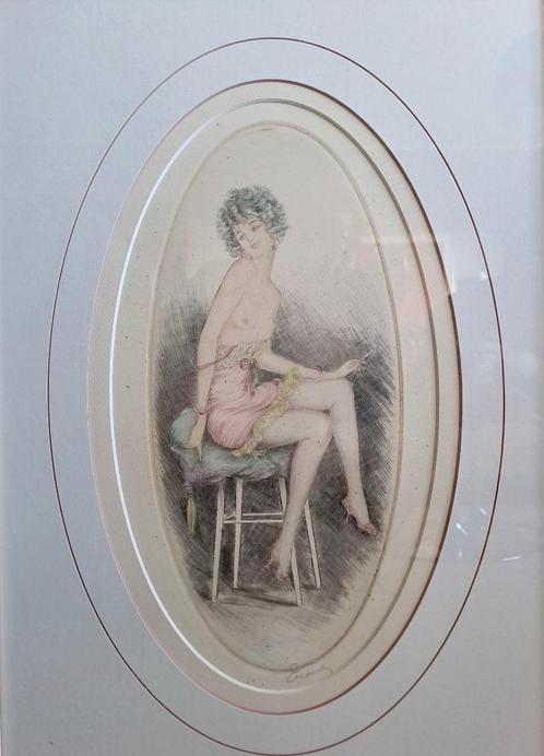 Charmante erotische gravure - Rond 1930, Antiek en Kunst, Curiosa en Brocante, Ophalen