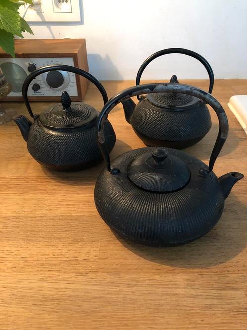 JAPANSE THEEPOT TETSUBIN GIETIJZER ZWART 3 STUKS, Huis en Inrichting, Keuken | Keukenbenodigdheden, Gebruikt, Ophalen of Verzenden
