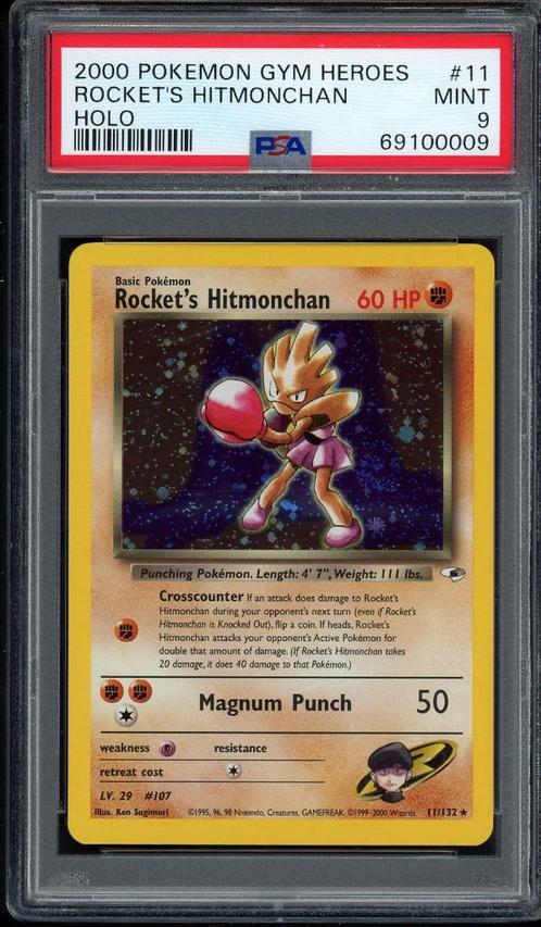 Rocket's Hitmonchan Holo PSA 9 - 11/132 - Gym Heroes 2000, Hobby & Loisirs créatifs, Jeux de cartes à collectionner | Pokémon