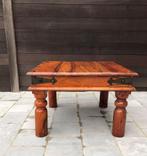 een stevige massieven salon tafel met smeedijzer, Huis en Inrichting, Tafels | Salontafels, Rond, Ophalen of Verzenden, Zo goed als nieuw