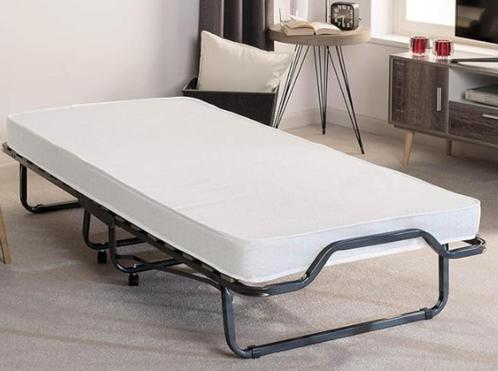 Compact inklapbaar logeerbed 90x 200cm, Huis en Inrichting, Slaapkamer | Bedden, Zo goed als nieuw, Eenpersoons, 90 cm, 200 cm