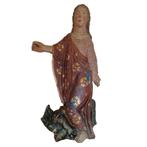 Zeer zeldzaam Antiek houten beeld van een heilige op draak, Antiquités & Art, Enlèvement ou Envoi