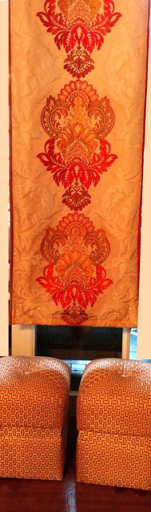 2 Couture panelen geborduurde zijde damast GPJ Baker, Huis en Inrichting, Stoffering | Gordijnen en Lamellen, Nieuw, 200 cm of meer