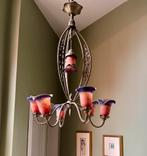 Art Deco hanglamp met 7 lampen Marmoreal glas, Antiek en Kunst, Ophalen of Verzenden