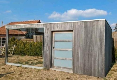 Maison de jardin avec auvent en bois dur d'iroko, Jardin & Terrasse, Abris de jardin, Comme neuf, Abri de jardin, Bois, Avec auvent