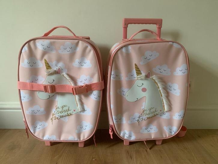 kinderkoffer, Handtassen en Accessoires, Koffers, Zo goed als nieuw, Zacht kunststof, Minder dan 50 cm, Minder dan 35 cm, Uitschuifbare handgreep